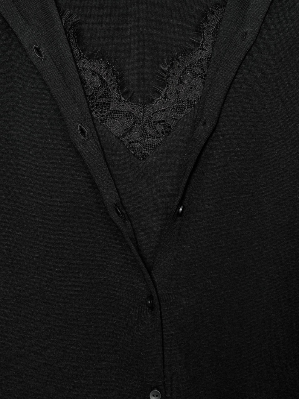 Zara Black LACE TRIMMED COMBINATION CARDIGAN SWEATER AND TOP - Picture 6 of 9